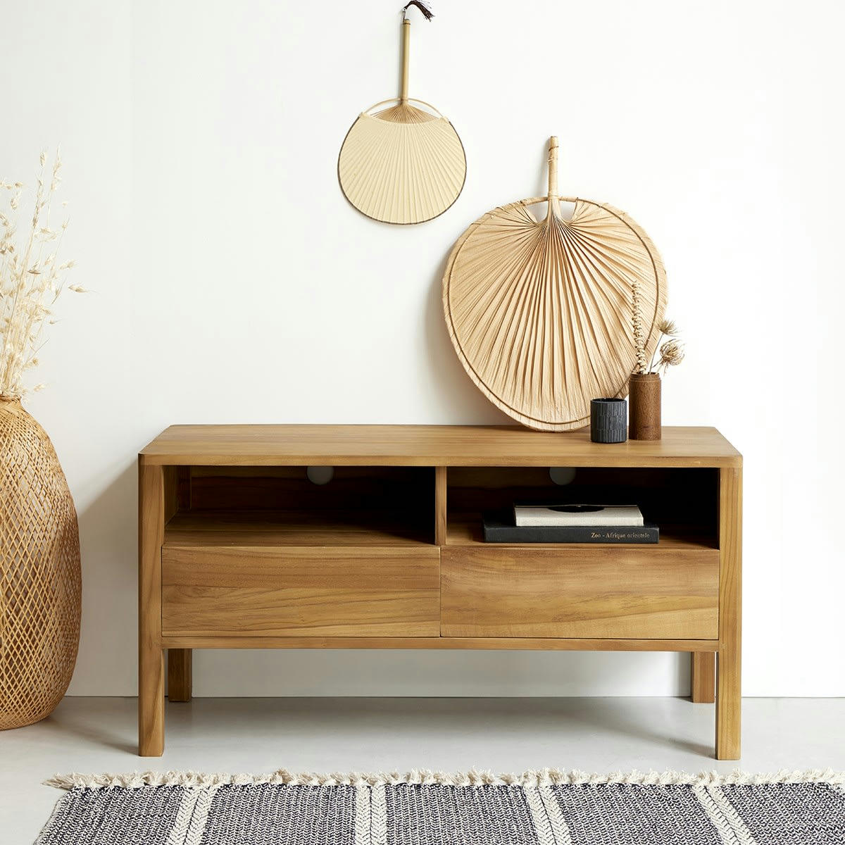 NIDO - Meuble TV en teck massif 100 cm