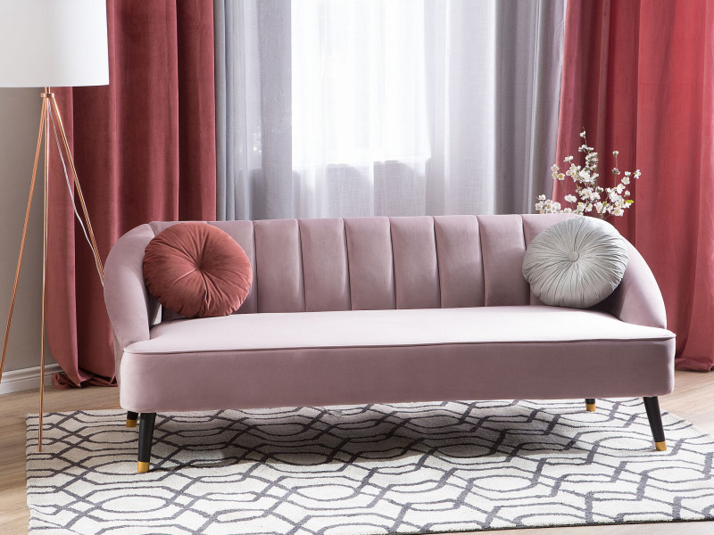 Sofa kanapa trzyosobowa welur różowa