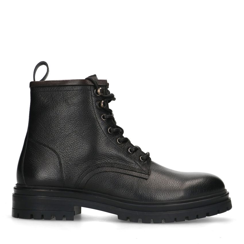 Manfield Zwarte leren veterboots