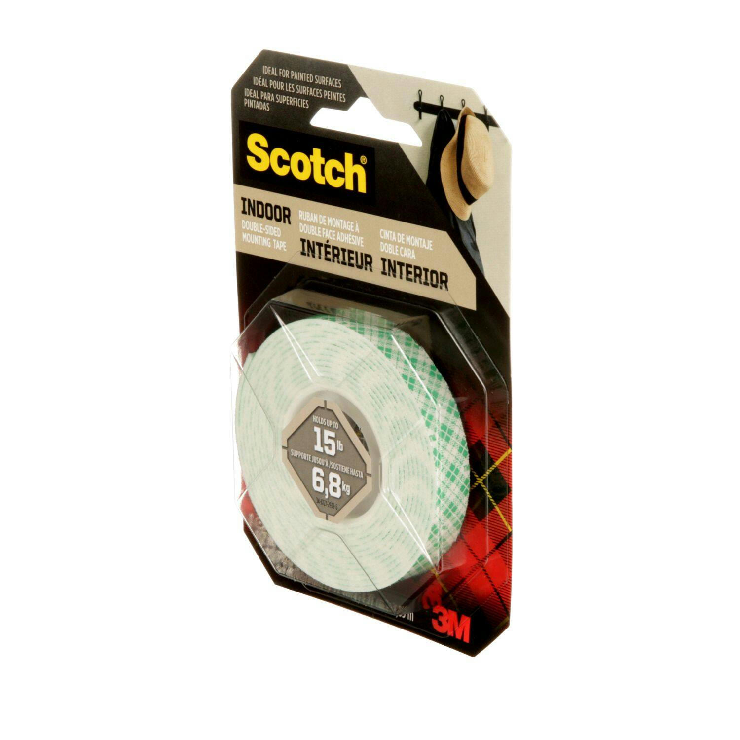 3M Scotch Heavy Duty Double Sided Foam Mounting Tape, Holds Up To 2-lbs, 1.2-cm x 1.9-m