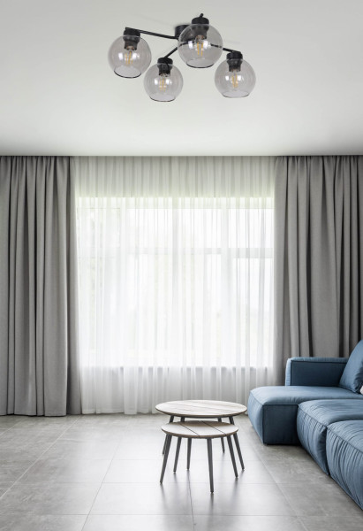 Lampa sufitowa czarno-przezroczysta AIDEN 4xE27x60W wym: 21x42x42 cm Kaja