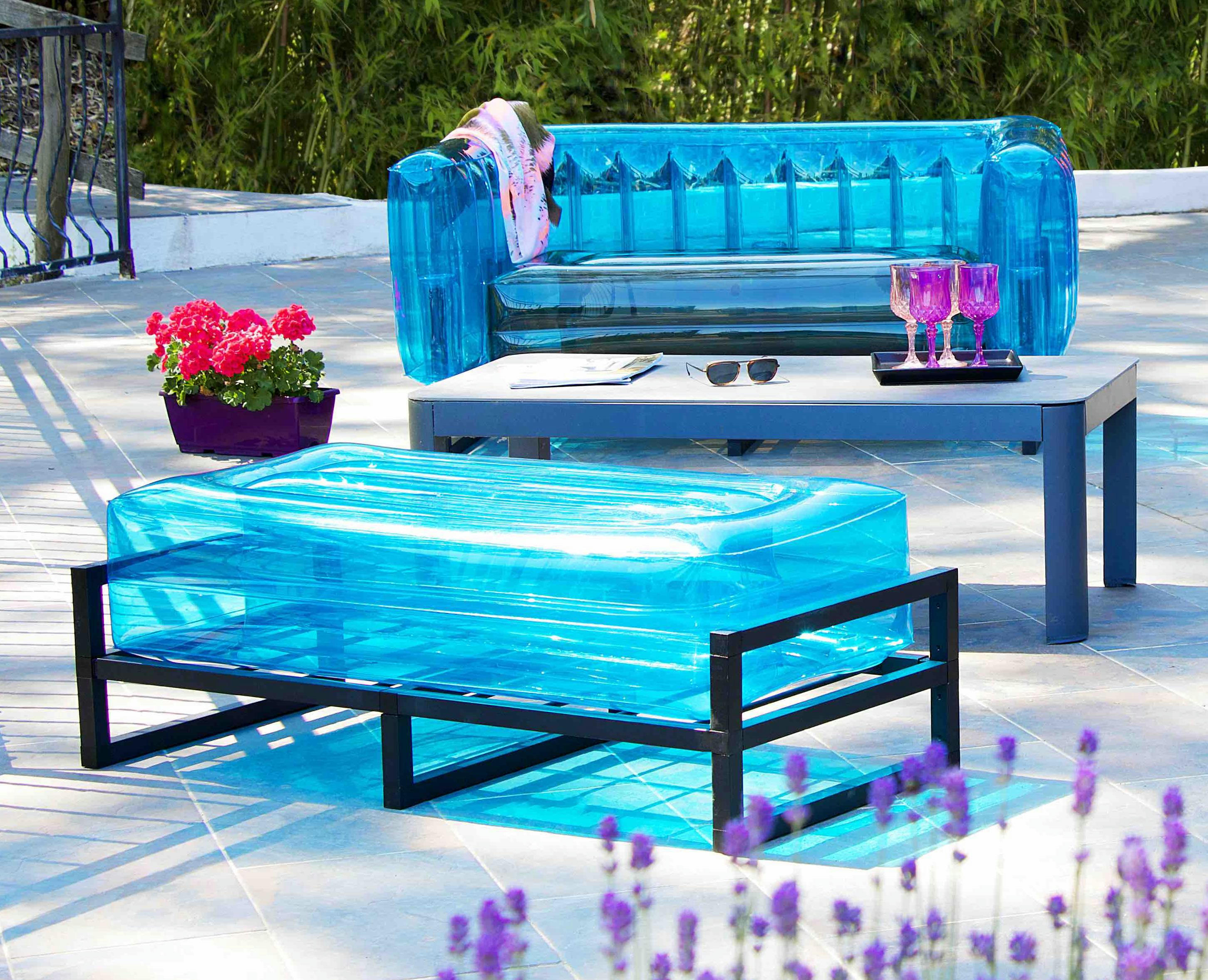 YOMI - Banc design tpu bleu cadre en aluminium