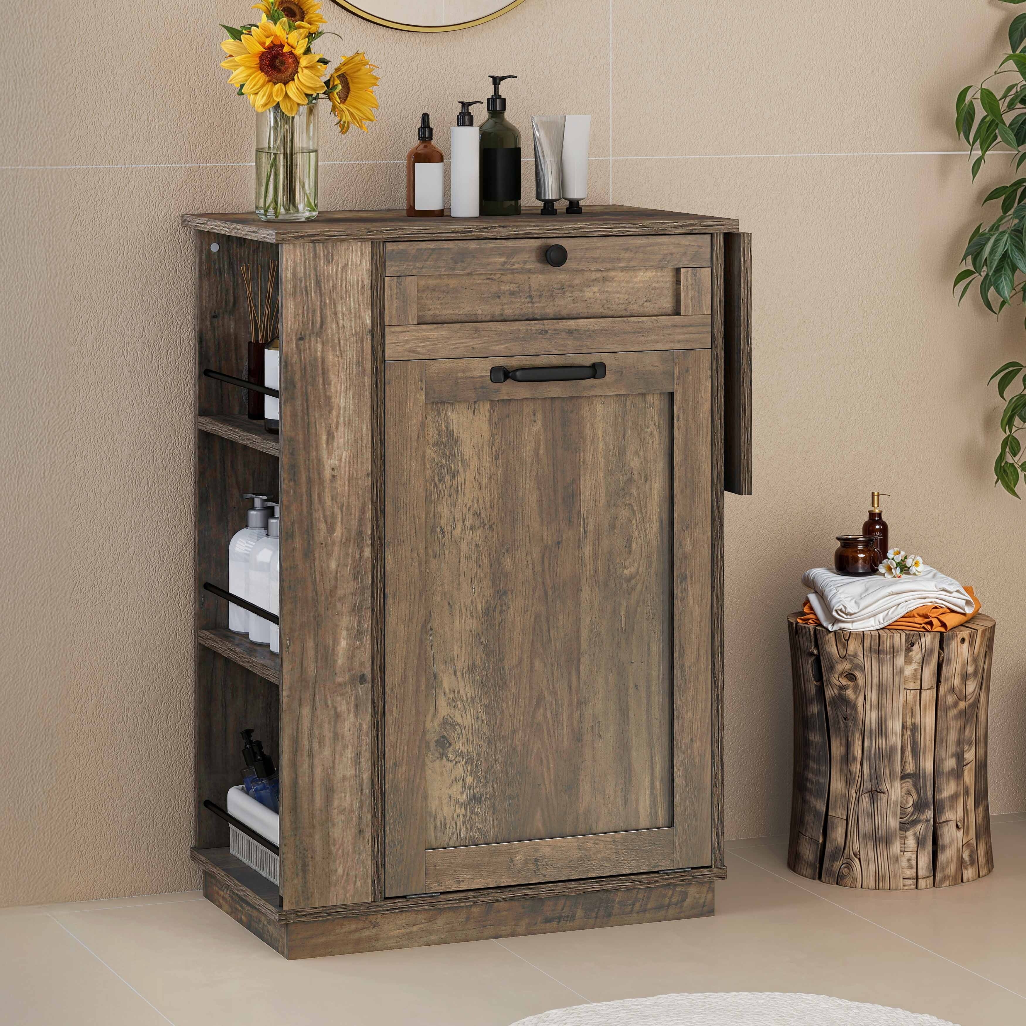 Hidden Trash Can Cabinet Tilt Out Trash Bin Cabinet With Drawer