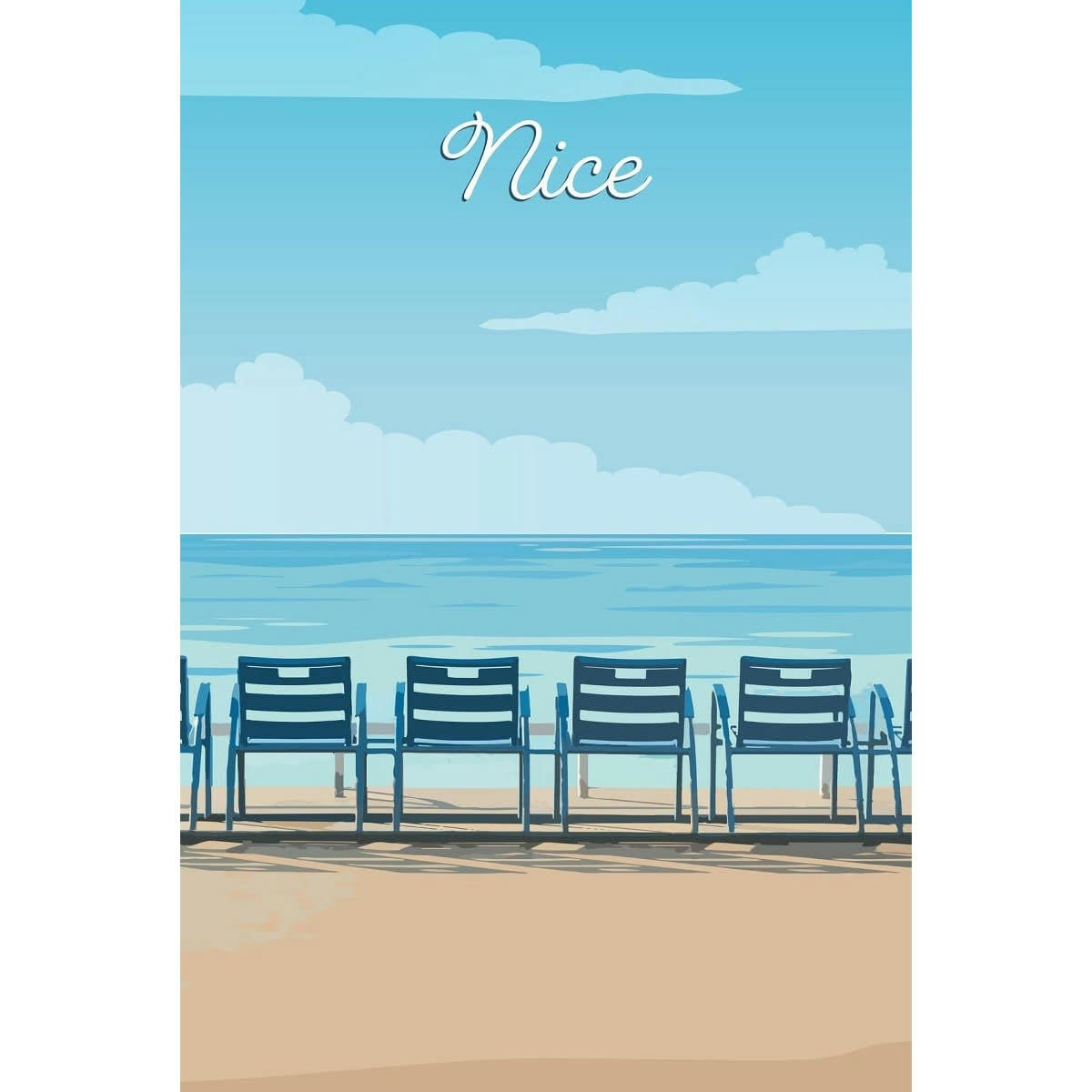 ILLUSTRATION - Tableau sur toile illustration chaises Nice 65x97 cm
