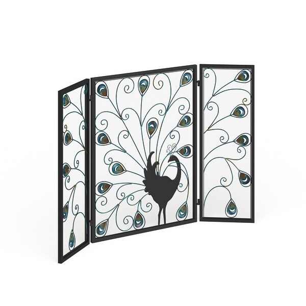 Black Iron Eclectic Wood Fireplace Screen Animals 32 x 48 x 1