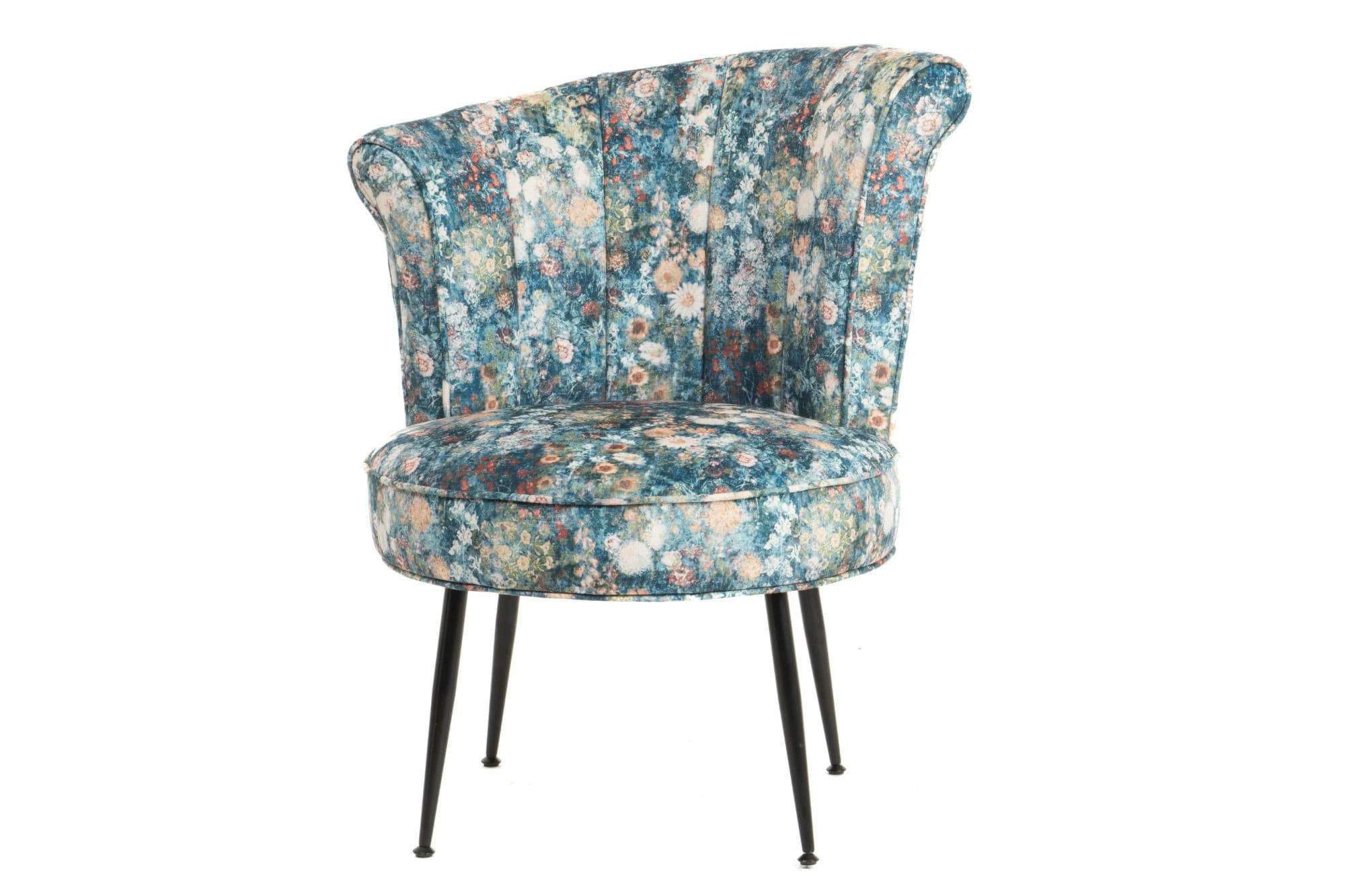 BAKER - Fauteuil vintage en velours aux motifs floraux