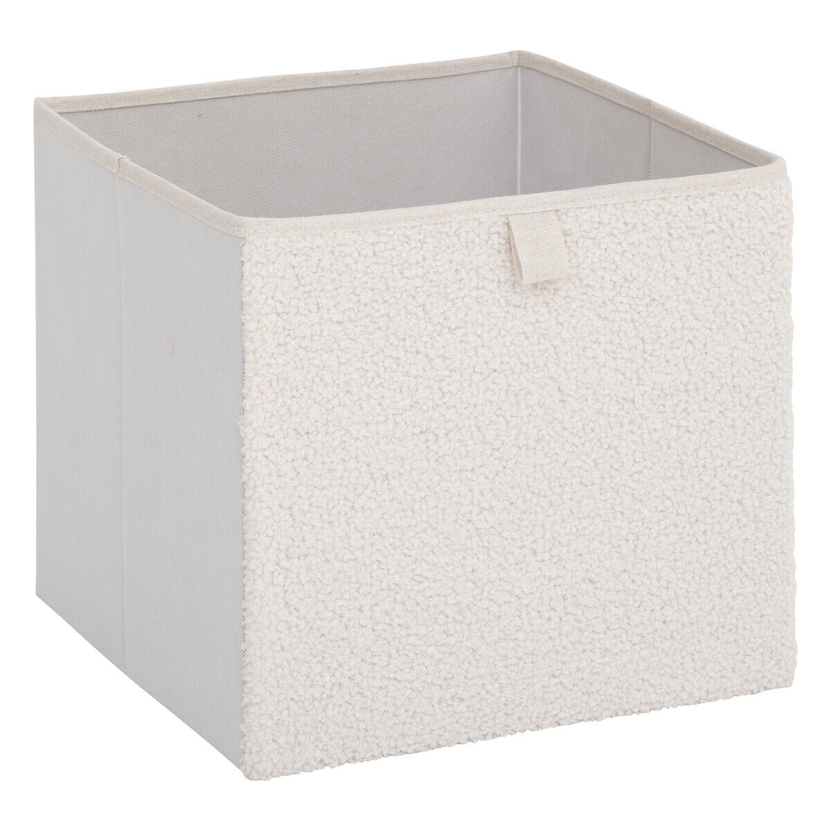 Caixa de arrumação branco em bouclé 31x31cm