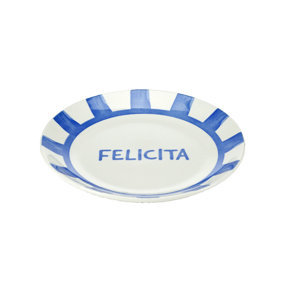 Assiette à dessert porcelaine "Felicita" blanc bleu Ø20cm