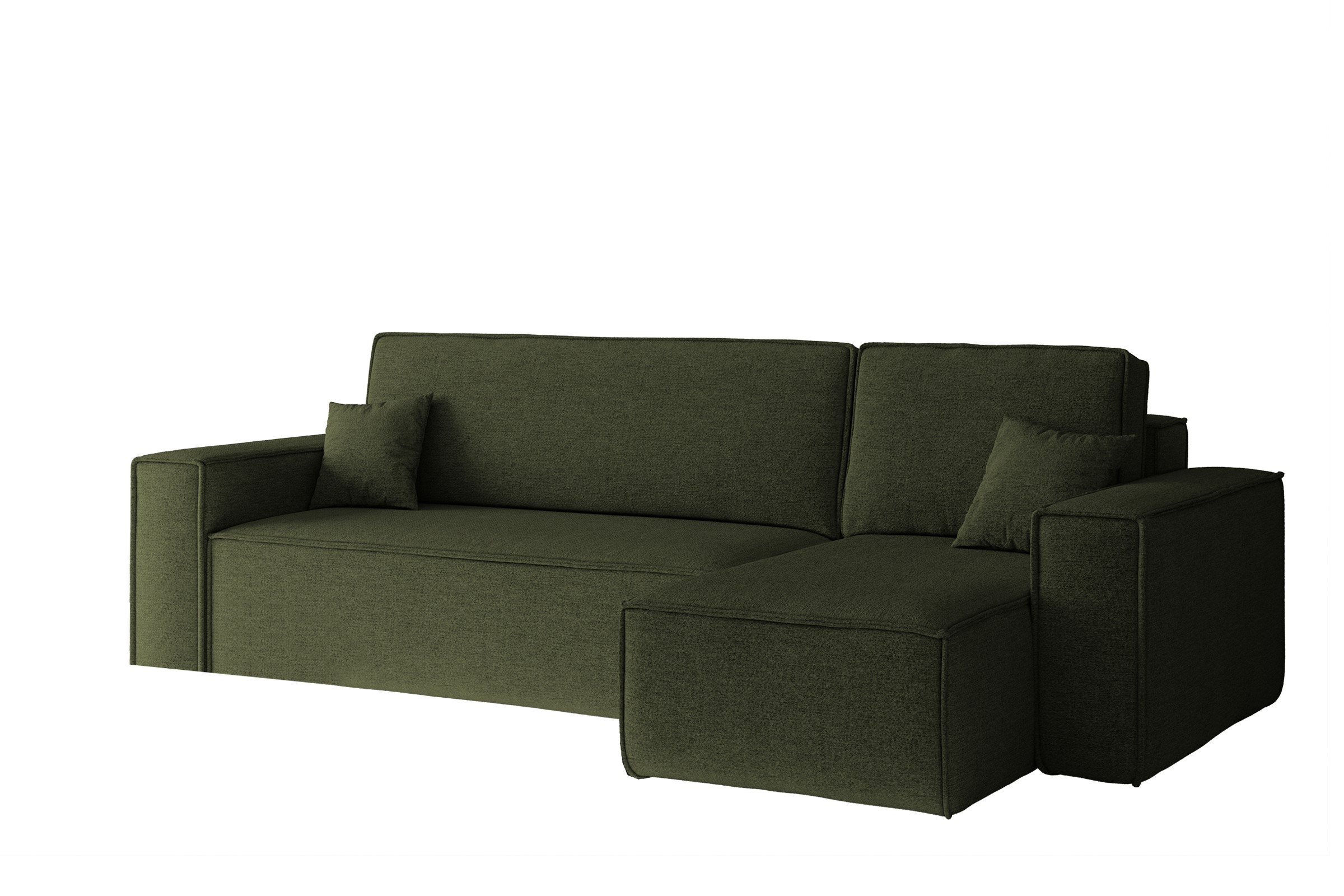 Sofa w kształcie L BEST narożnik tkanina Neve, Oliwkowy Prawostronny