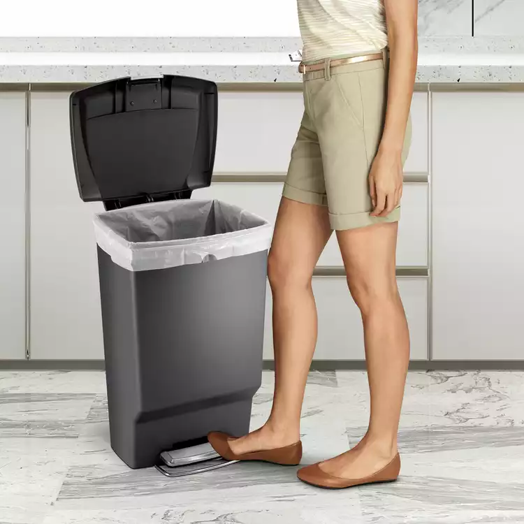 Simplehuman 45 Litre Plastic Rectangular Pedal Bin - Grey