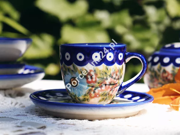 Filiżanka ze spodkiem do espresso 0,11 L / 12,5 cm Bolesławiec - Rajska Łąka