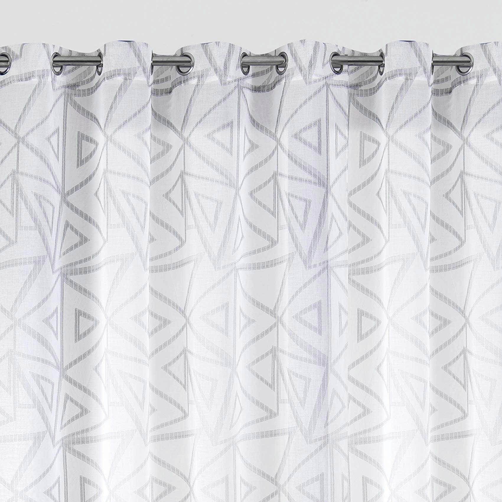 - Paire de voilages aux motifs triangles polyester gris clair 140x260 cm