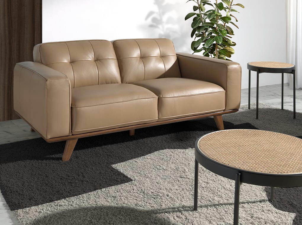 - Table d'appoint ronde en rotin et acier