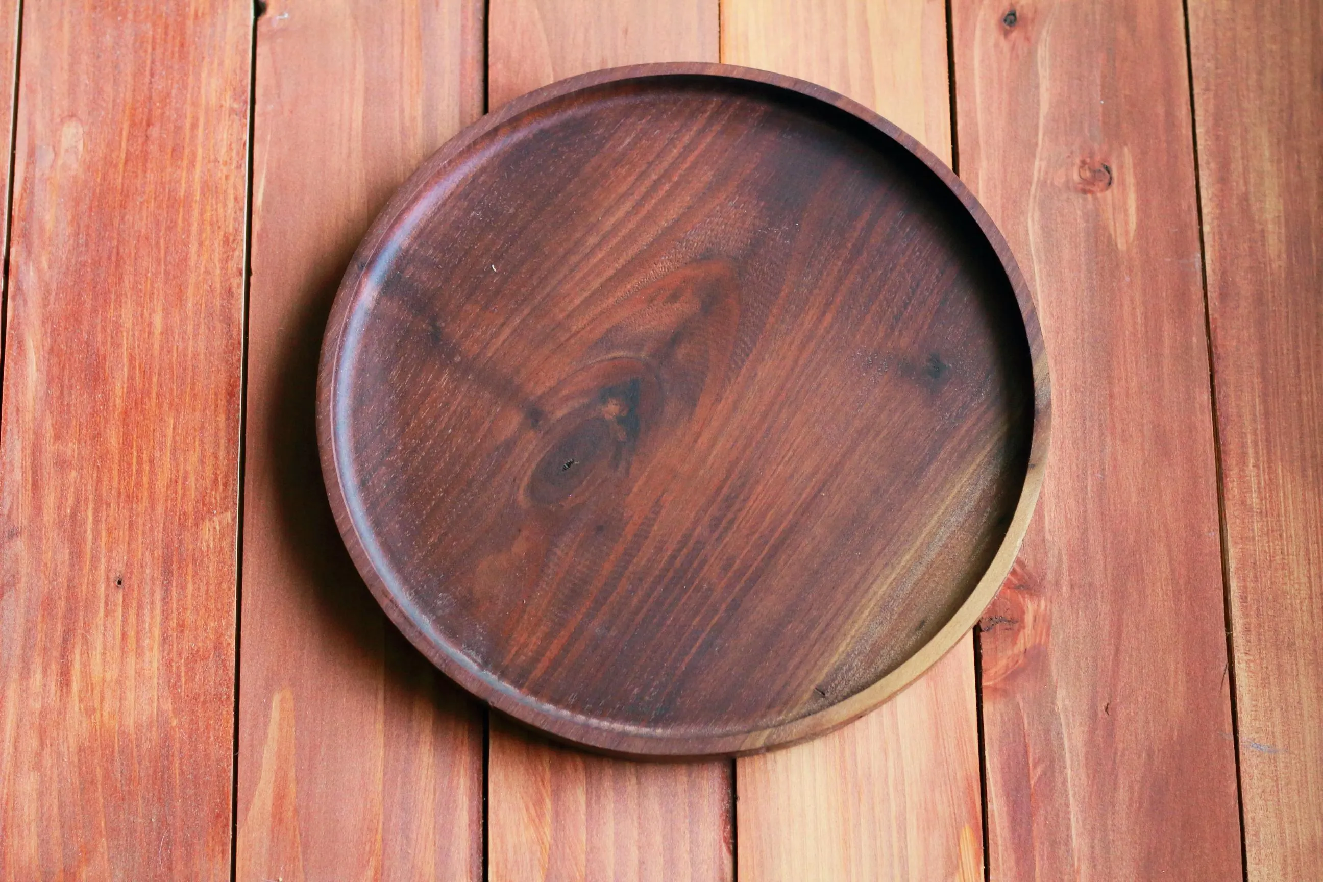Modern Walnut Round Tray – Multiple Sizes Available | Solid Wood Organizer & Decor Tray
