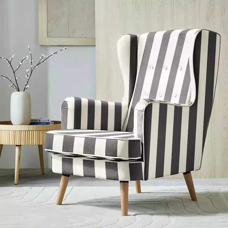 Habitat Callie Fabric Wingback Chair - Black & White