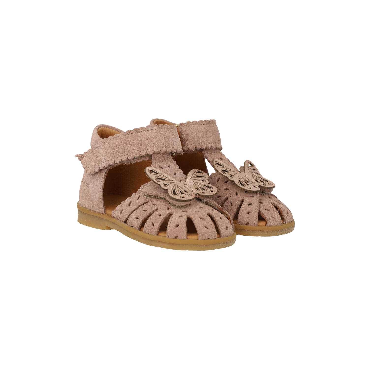 Sandal med sommerfugl og dobbelt velcro, rosebud/rose gold