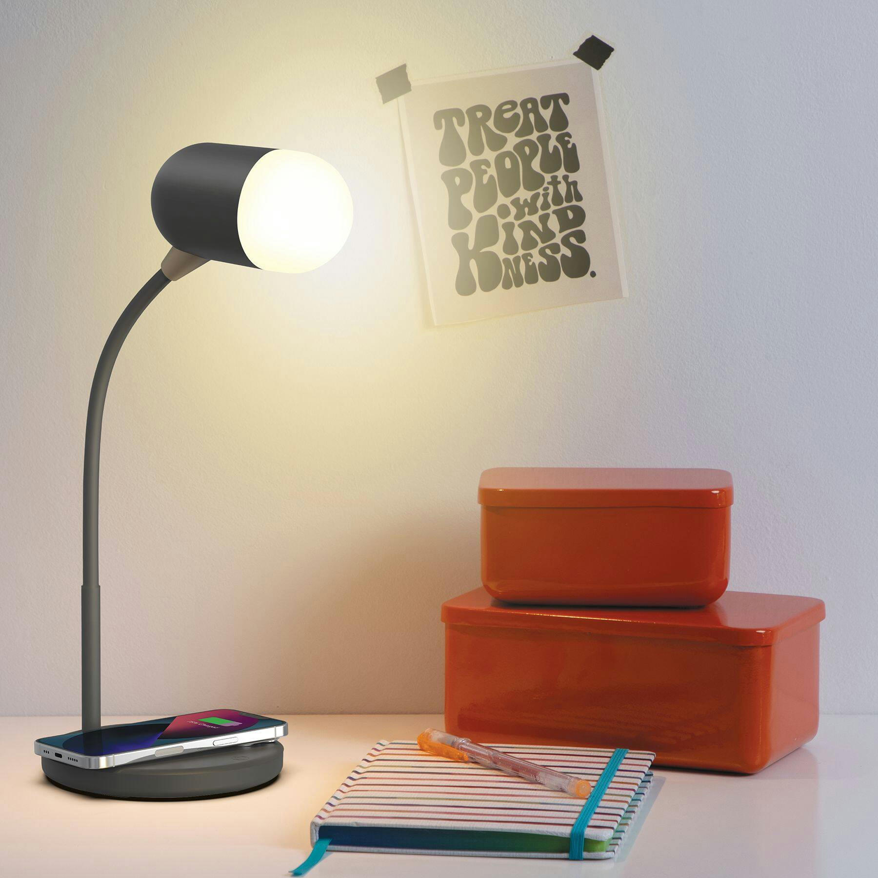 West & Arrow Desk Lamp Wireless Charger with Flexible Neck, Black