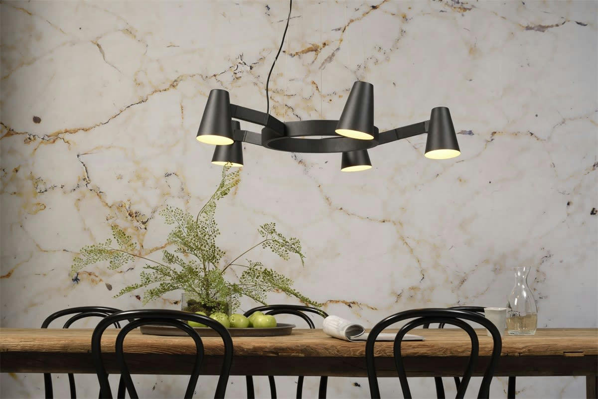 BIARRITZ - Suspension noire 5 lampes