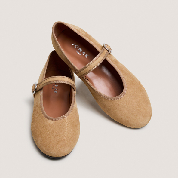 Ballerines à brides et boucles ajustablesen velours miel | DEESSE