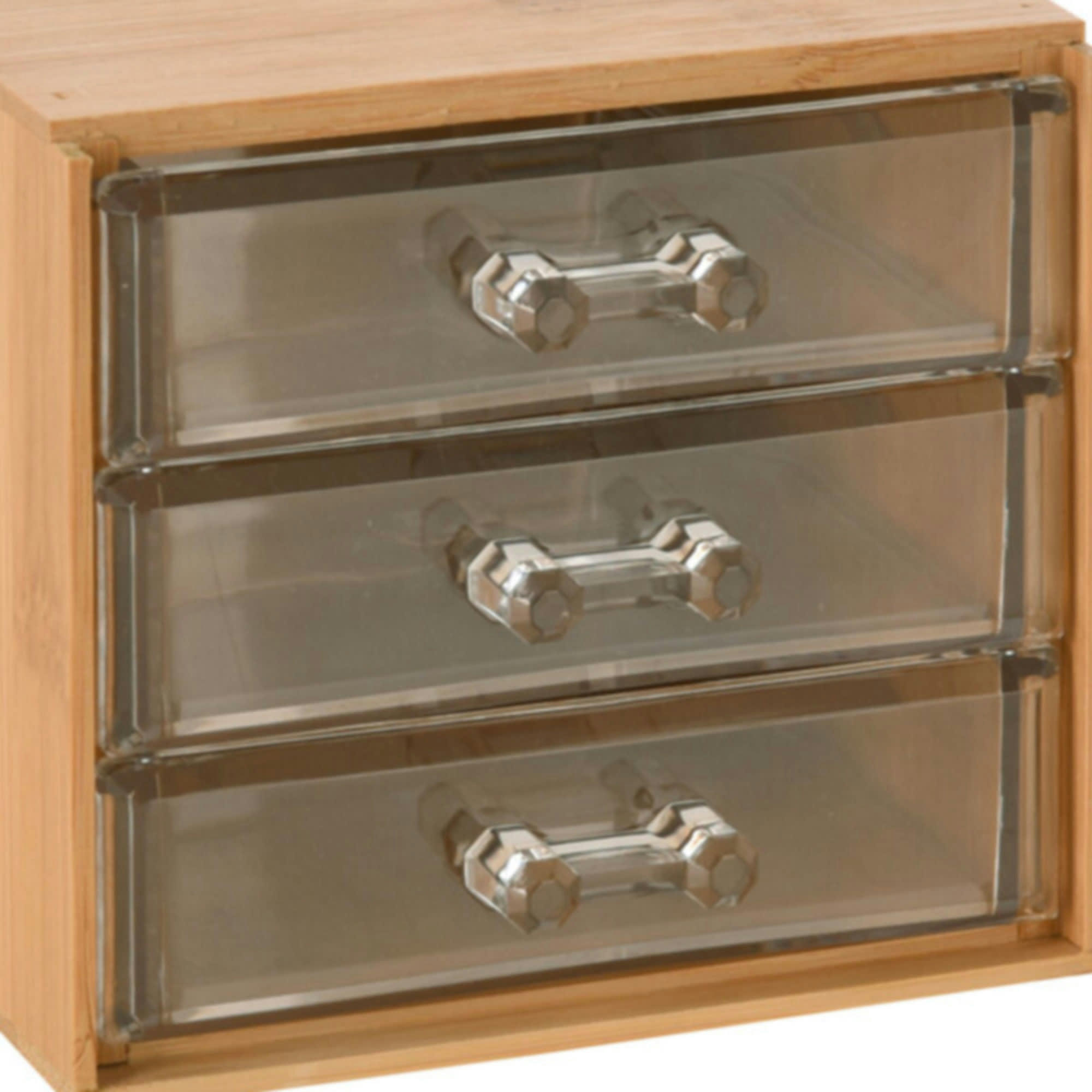 - Rangement maquillage bambou 3 tiroirs acrylique