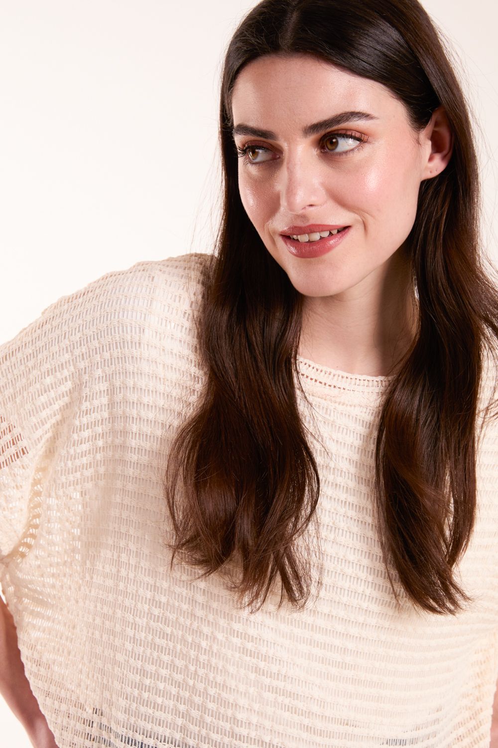 Blue Vanilla Crochet Batwing Oversized Top