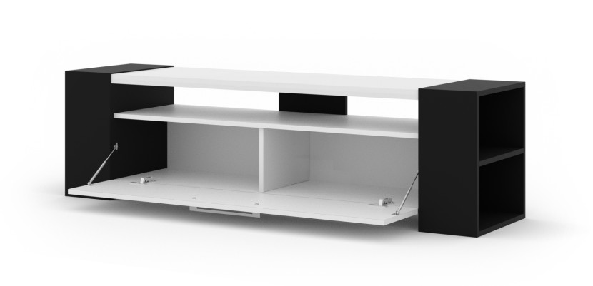 Szafka RTV LIVIA 160 cm czarny / biały połysk