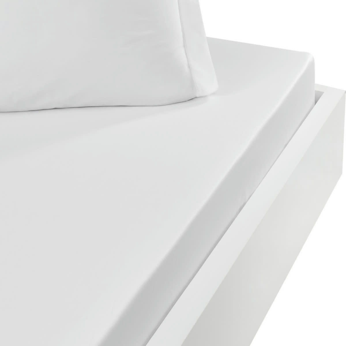 SOFT PERCALE - Drap housse en percale de coton Blanc 90x190 cm