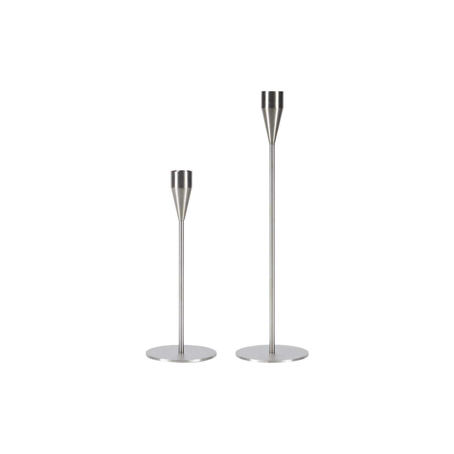 Venus/Jupiter Lysestager 2-pak, børstet st&aring;l