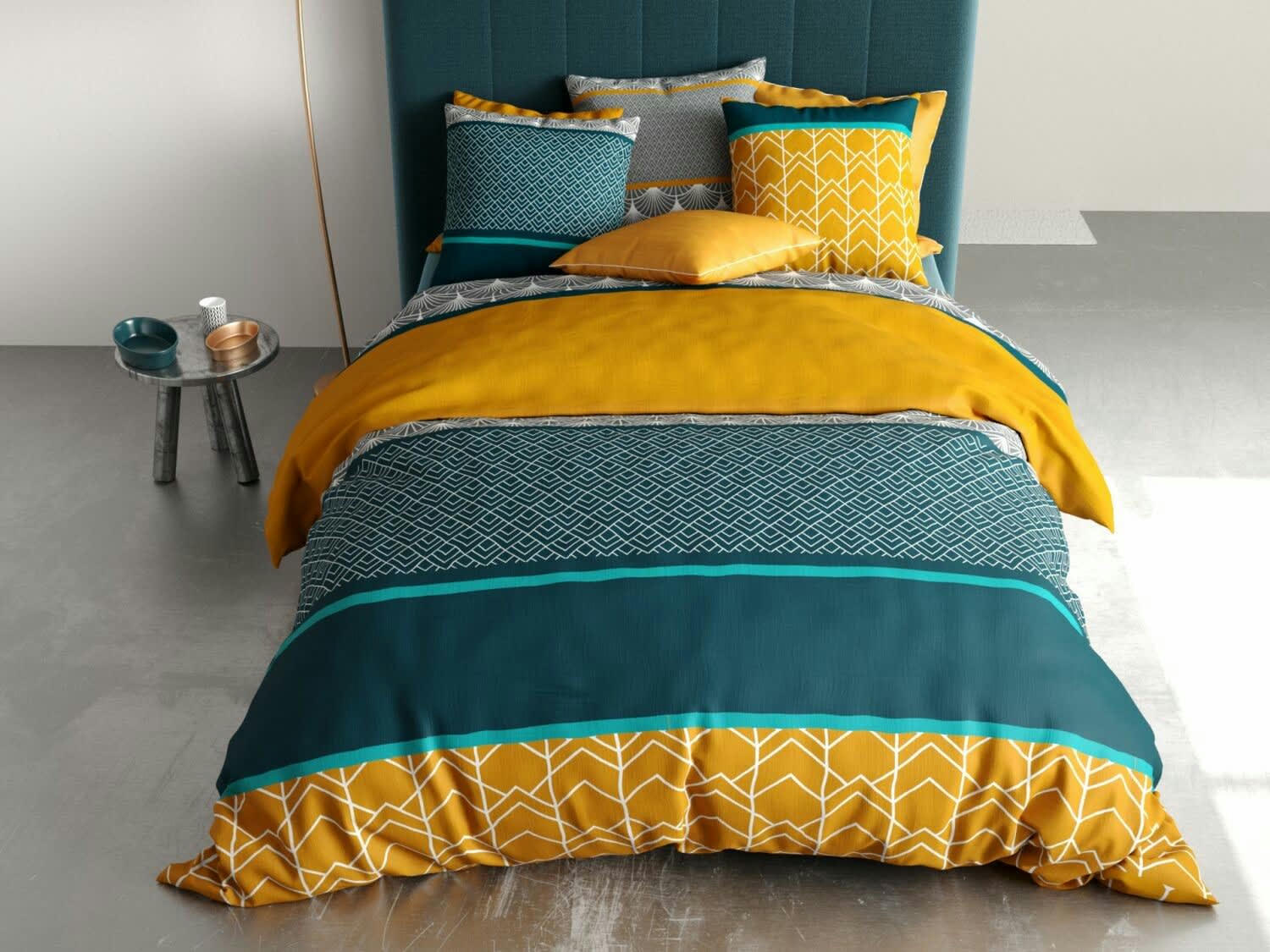 LUPIN - Parure housse de couette coton vert 240x260 cm