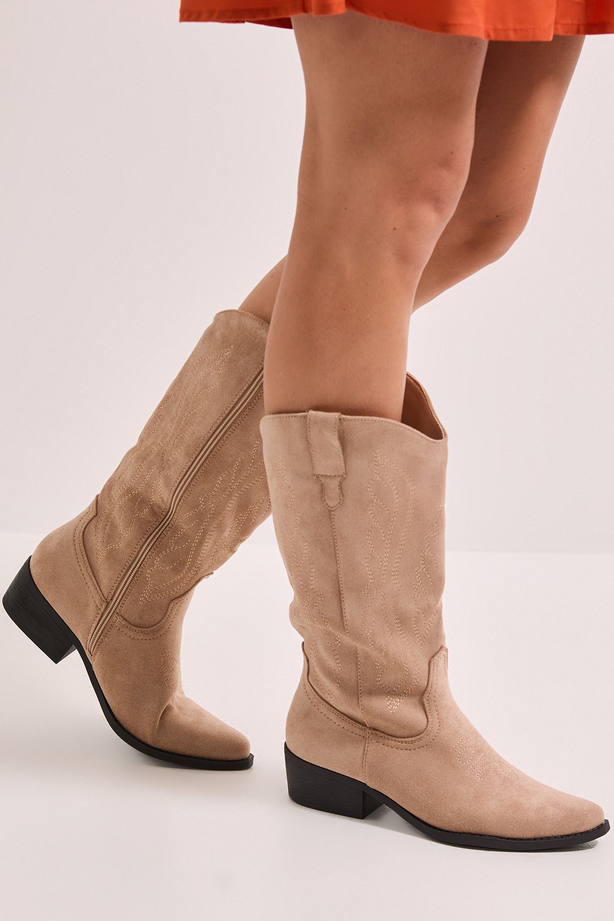 Dorothy Perkins Nelly Faux Suede Western Calf Boots