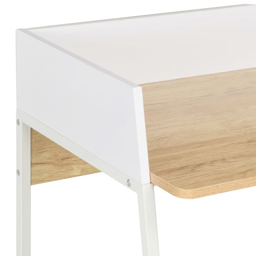 NNEVL Desk White and Oak 90x60x88 cm