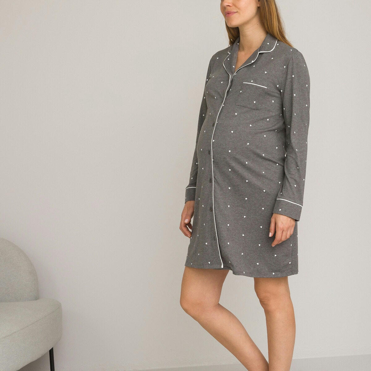 Chemise de nuit maternité manches longues jersey