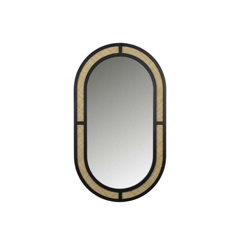 AIDA - Miroir déco design en rotin noir