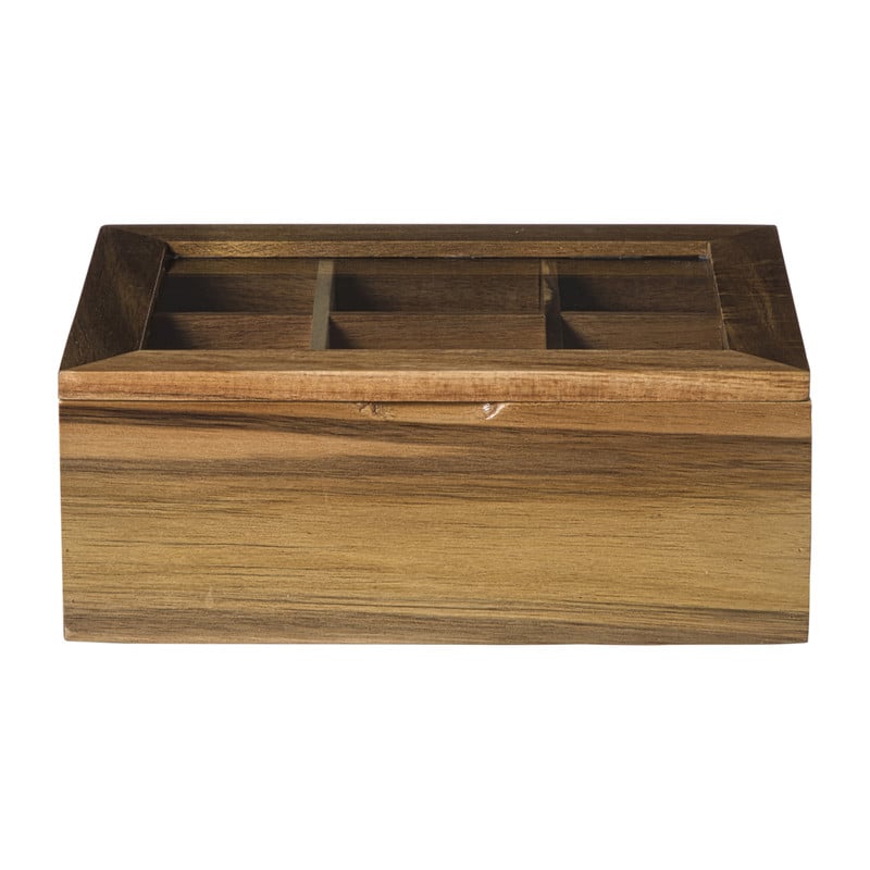 Theedoos acacia - bruin - 6 vakken