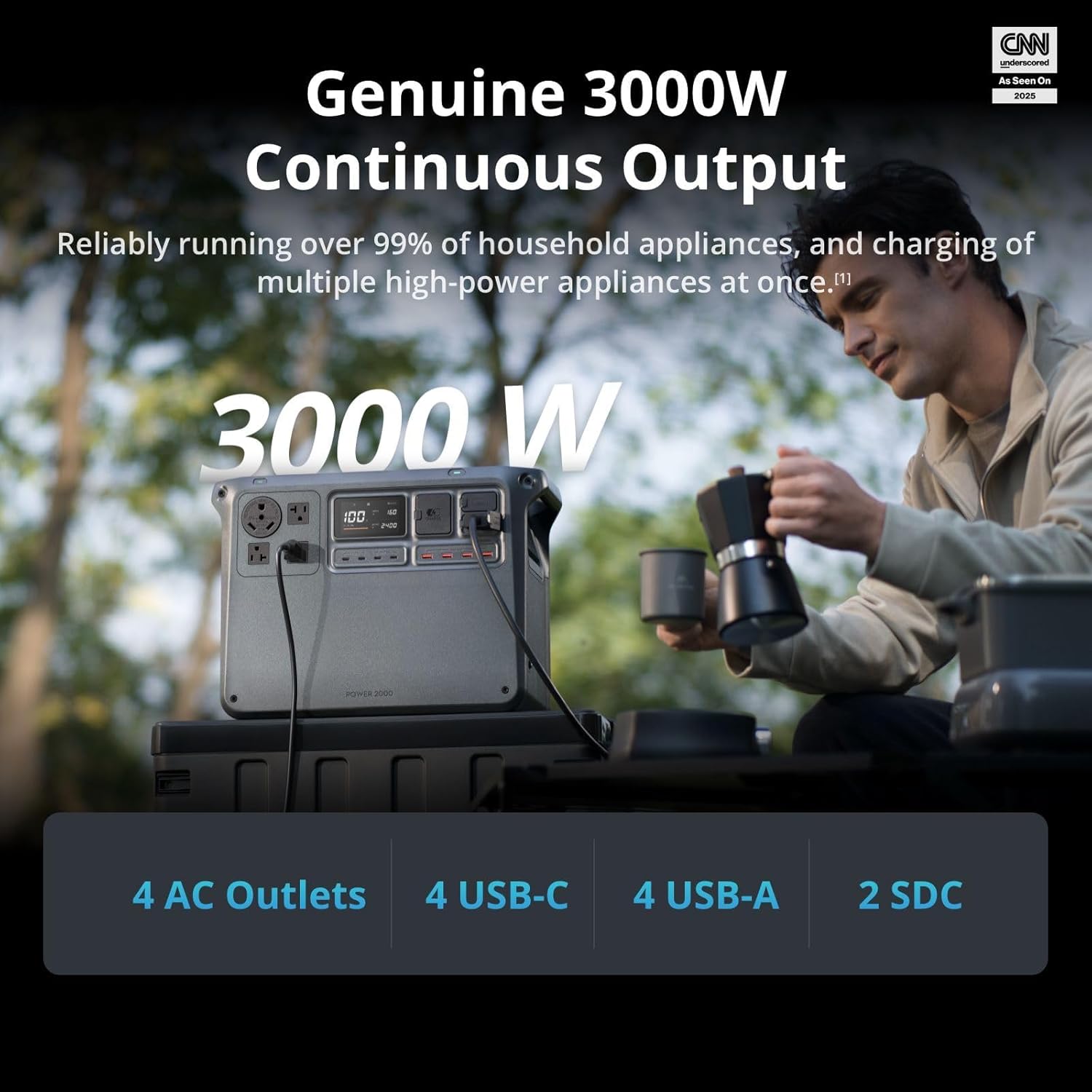 DJI Power 2000 Portable Power Station  2048Wh LFP Battery  Compact Size  3000W Stable Output  0-80% Recharge in 55 Mins  Electric Generator for Home  Camping & RVs  Off-Grid