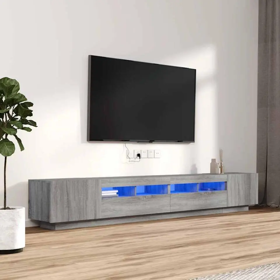vidaXL - 3-delige TV-meubel met LED - 2 formaten - Grijs sonoma eiken - Hout