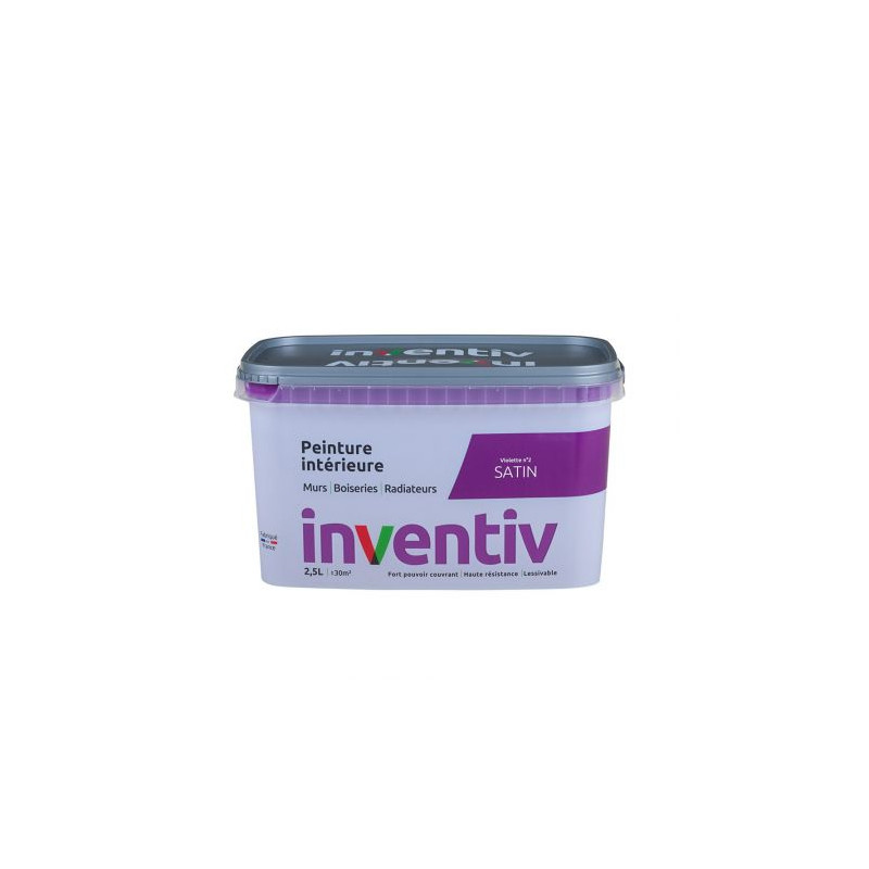 Peinture pour mur boiserie radiateur Violette n°2 satiné 2,5 L INVENTIV