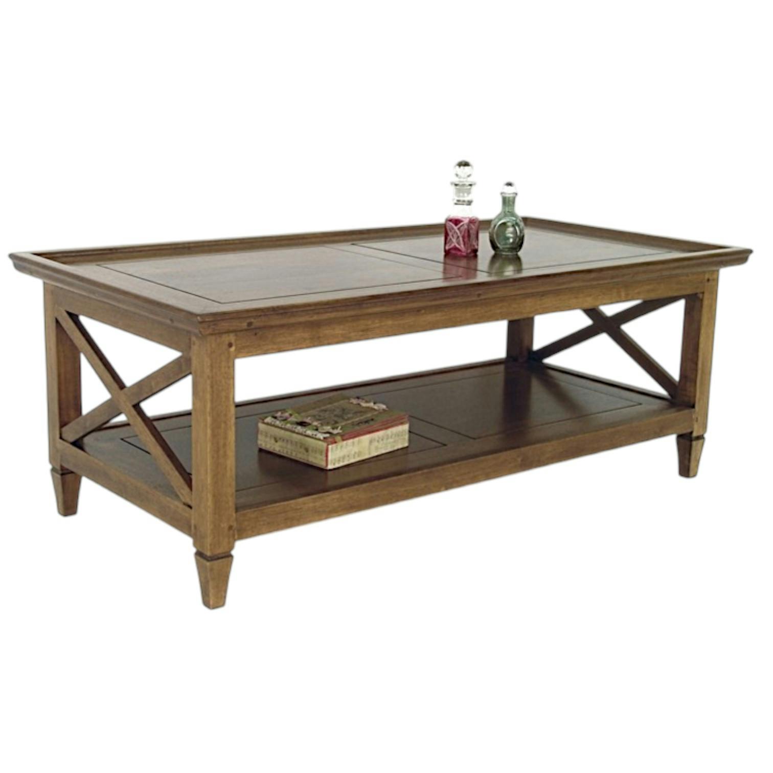 Table basse Hévéa double plateaux 120x60x45cm MAORI TRADITION