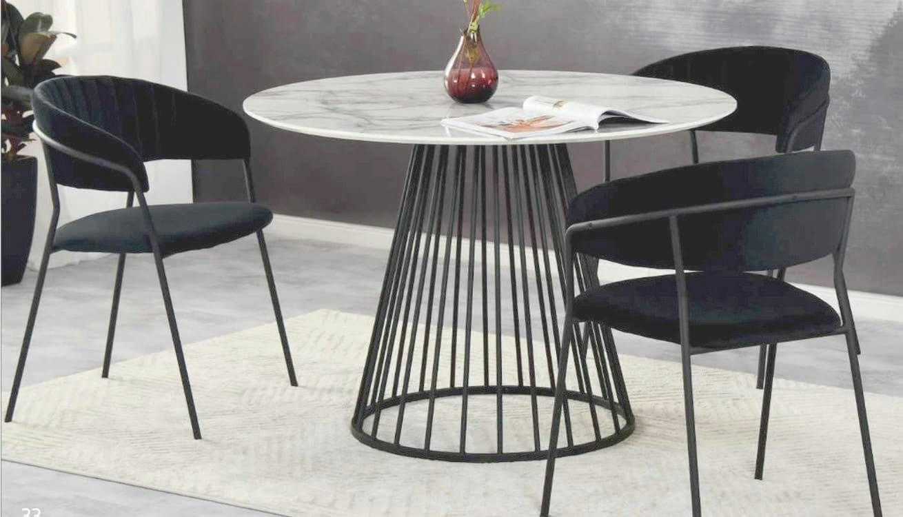 BERGAME - 2 Chaises de repas tissu gris foncé