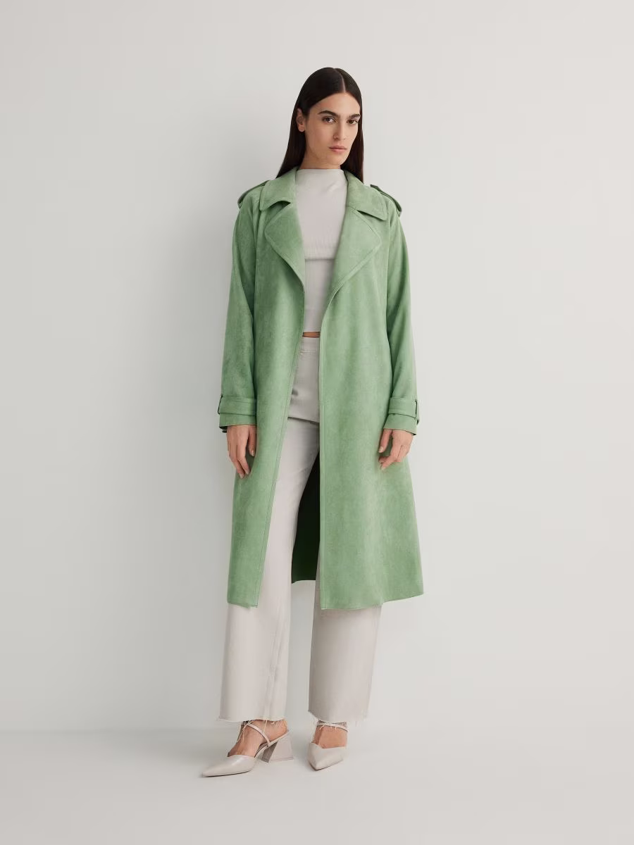 Coat With Tie Waist Belt