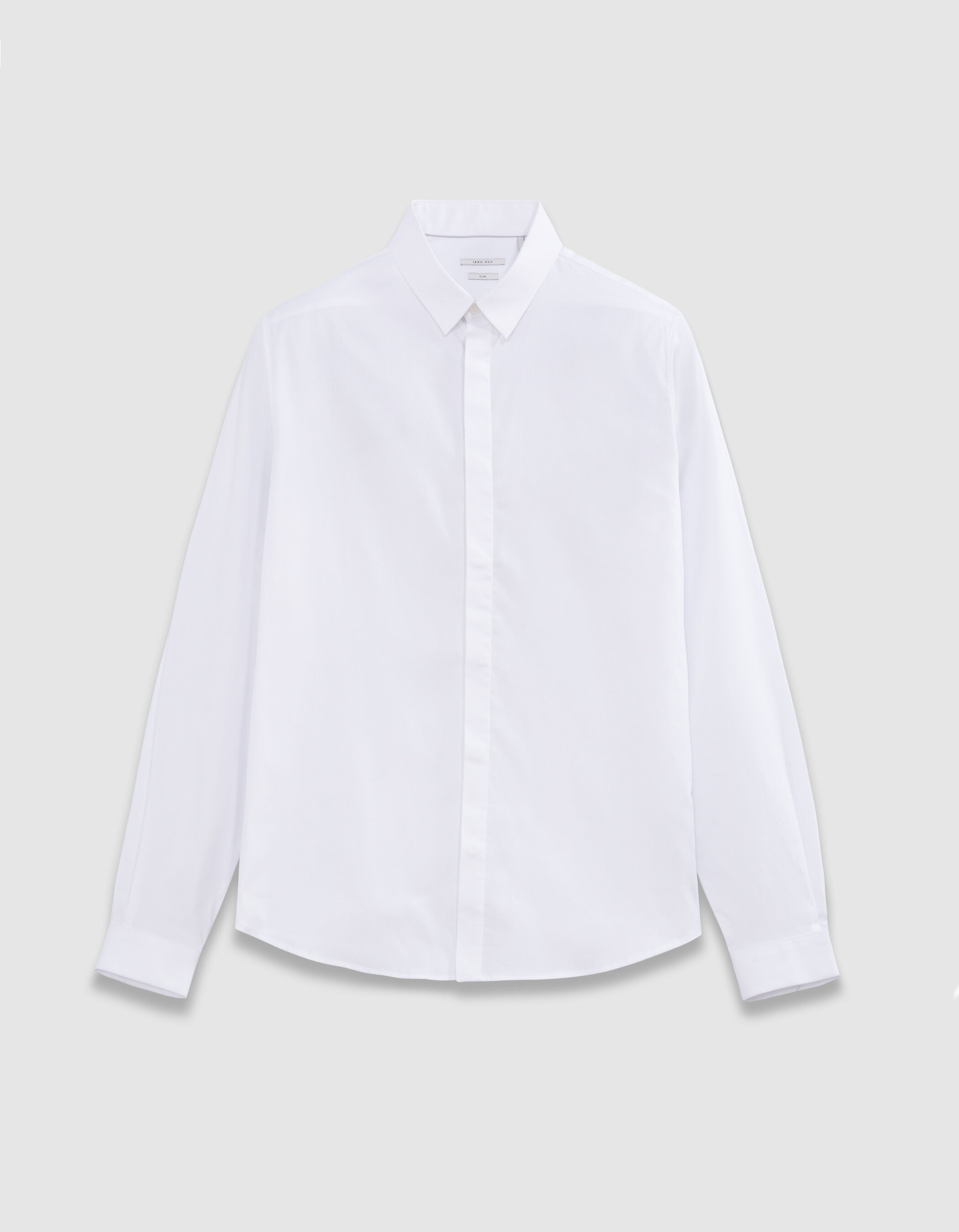 Chemise slim blanche coton bio boutons cachés Homme