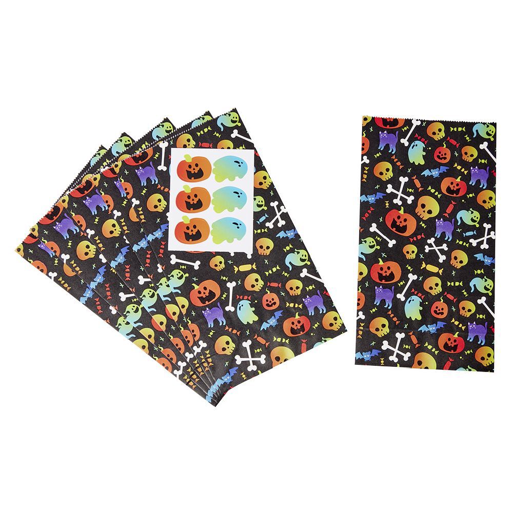 Sac à bonbons Halloween x6 avec sticker