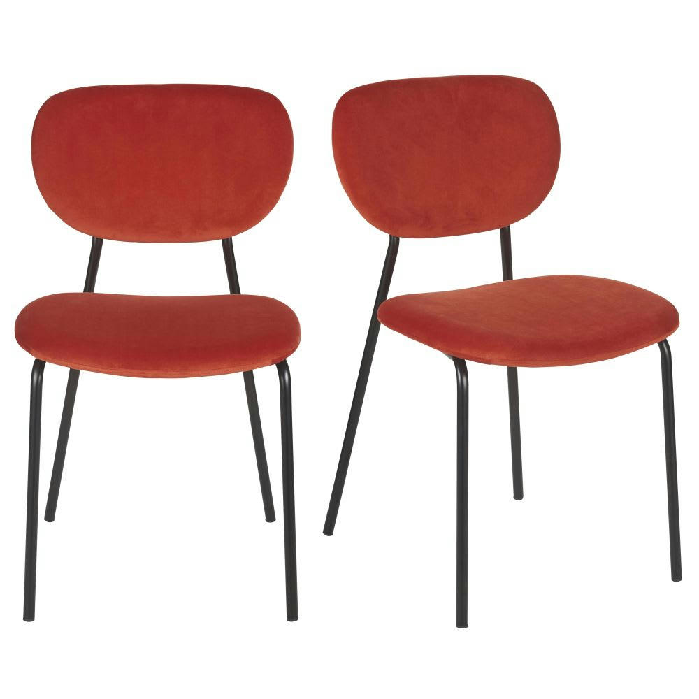 Oscarine Business - Lot de 2 chaises professionnelles en métal noir et velours rouge