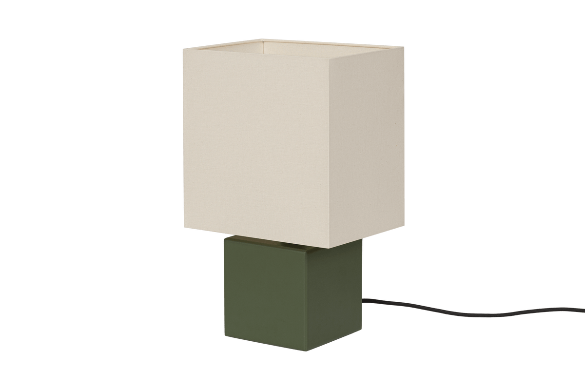 noo.ma Zam tafellamp - Forest Green, geometrisch design met houten voet