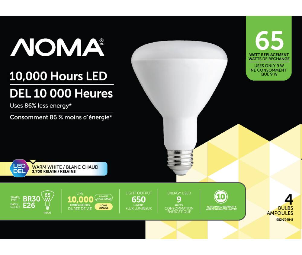 NOMA LED BR30 65W Equivalent Light Bulbs, Soft White, 4-pk