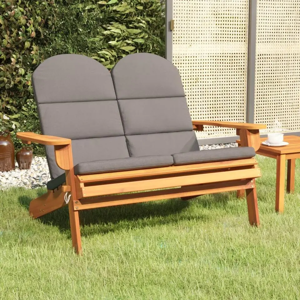 vidaXL - Tuinbank Adirondack met kussens - Massief acaciahout - 126x84x90 cm