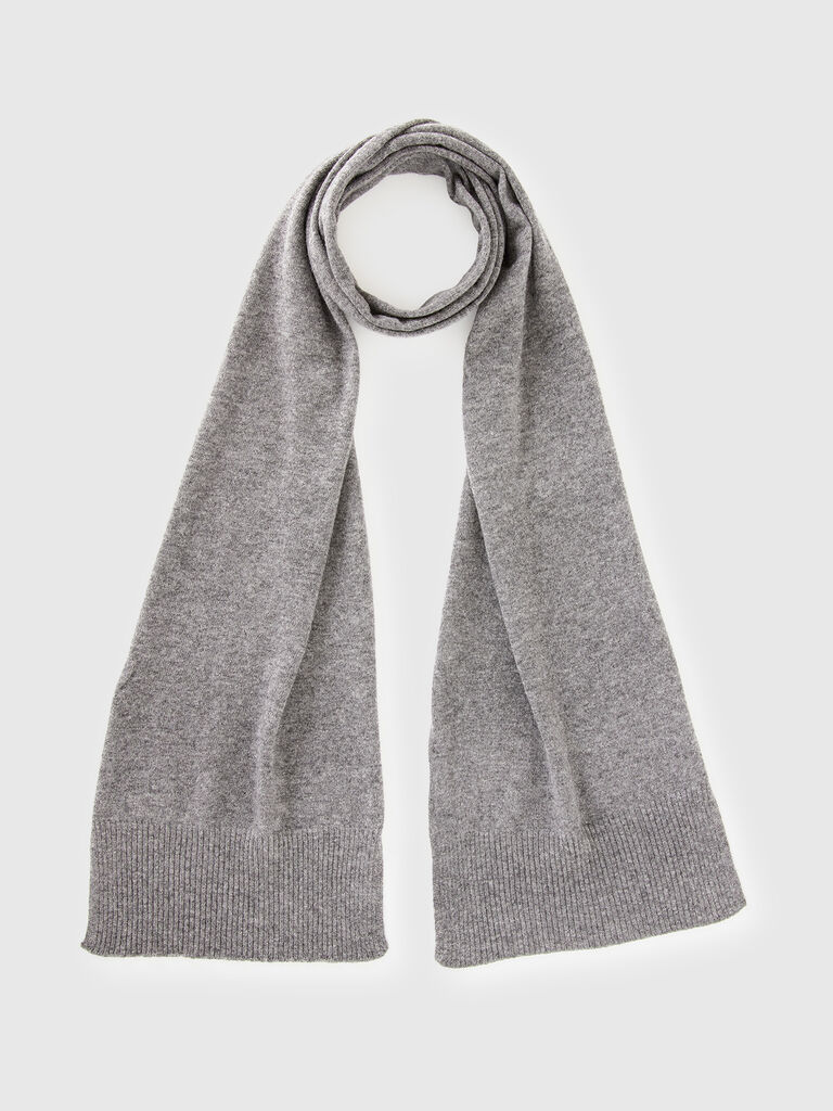 Gray marl scarf in pure Merino wool