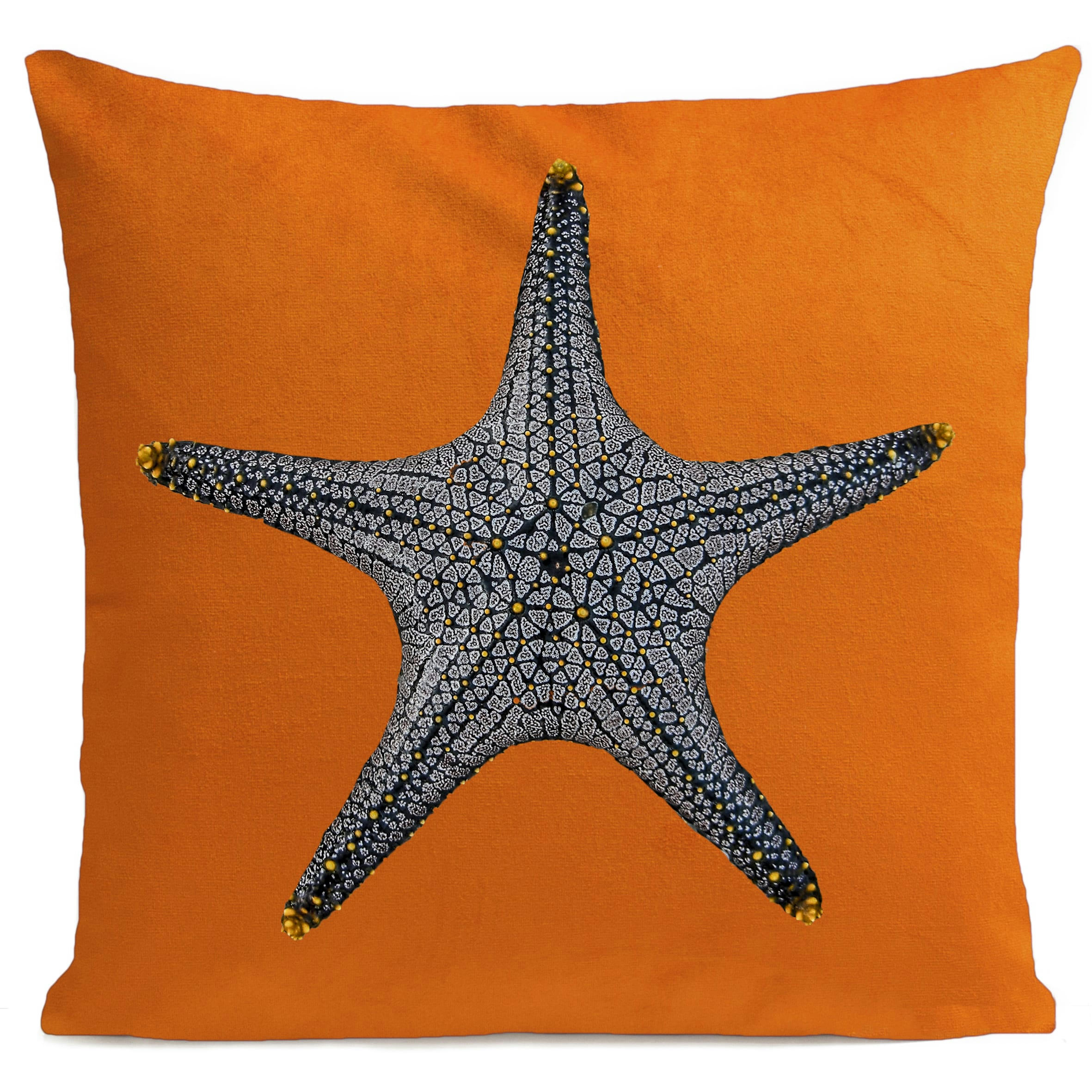 - Coussin poisson bord de mer suédine orange 40x40cm