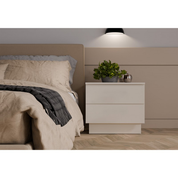 Szafka NocnaTopeshop AMBER 2S Stolik Nocny 2 Szuflady Do Sypialni Kaszmir