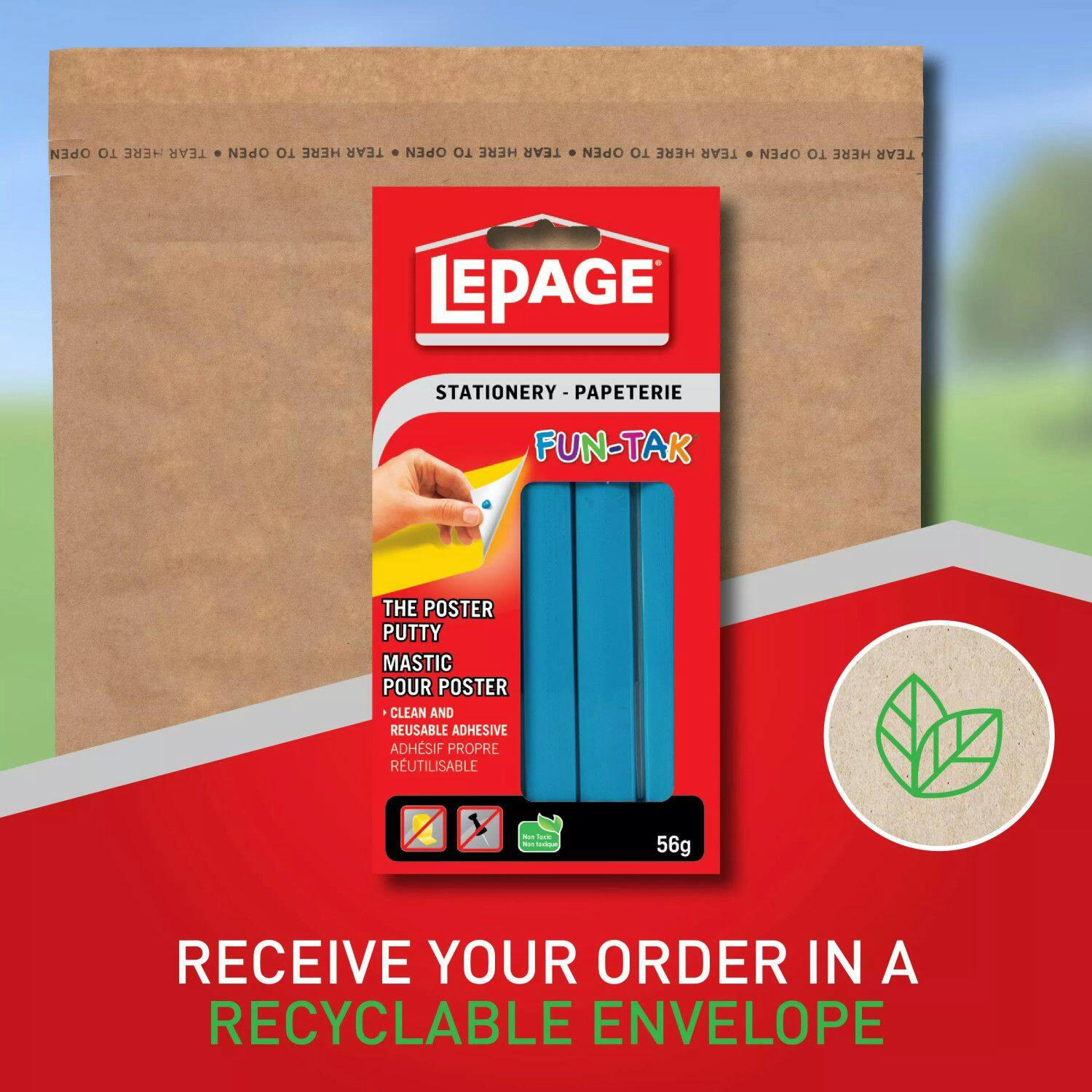 LePage Fun-Tak Sticky Tack Poster Putty, Removable, Reusable & Non-Toxic Adhesive, Blue, 56-g